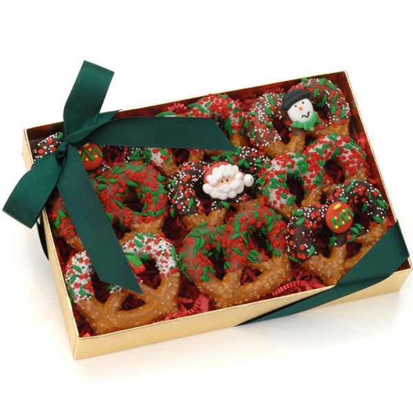 Navidad pretzels de chocolate