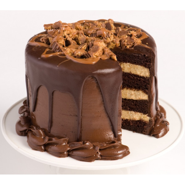 Pastel de capas de chocolate con crema batida de mantequilla de maní