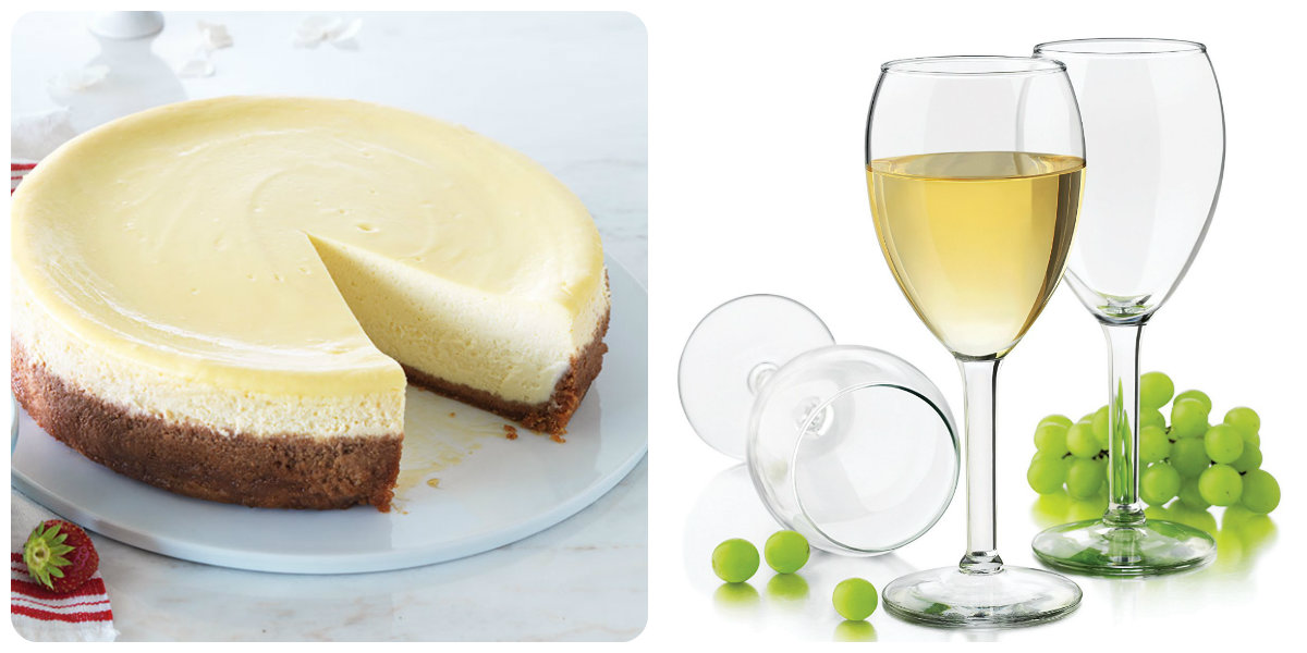 Tarta de queso y vino de postre blanco