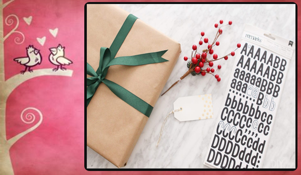 Envuelva el regalo con el simbolo de aniversario