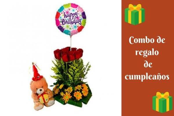 birthday gift combo flower bouquet balloons and teddy