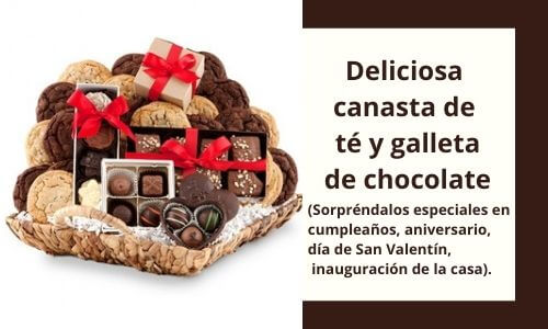 chocolate cookirs and tea giftbasket