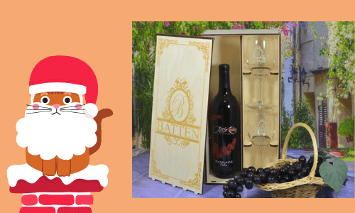 Caja de vino personalizada con copas de vino