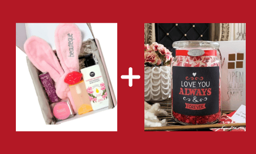 Caja de suscripción de maquillaje y tarro de mensaje de amor