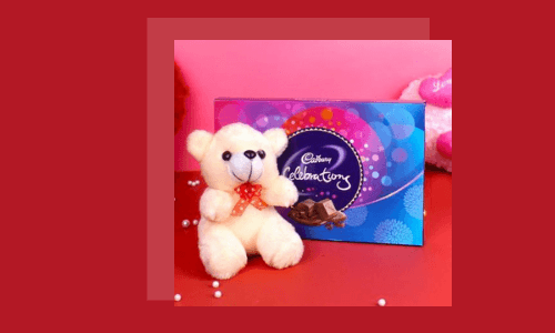 Osito de peluche y barra de chocolate