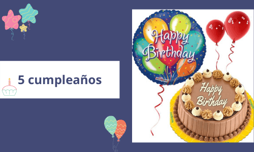 Globos de cumpleaños con tarta