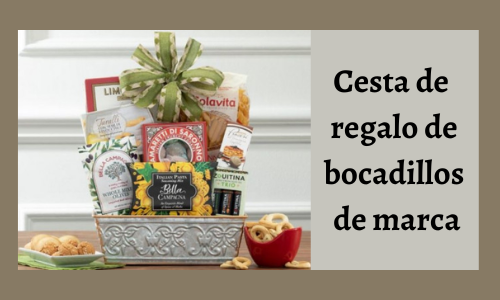 Cesta de regalo de bocadillos de marca