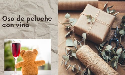 Oso de peluche con vino