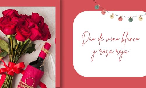 D&uacute;o de vino blanco y rosa roja
