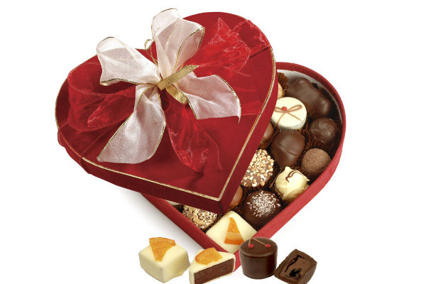 Caja de chocolate en forma de corazón
