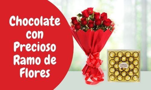 chocolate with lovely flower bouquet for girlfriend