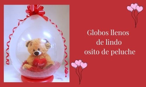 balloon filled with cute teddy bear