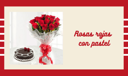 Rosas rojas con pastel