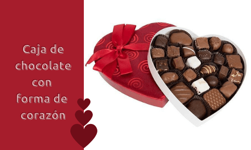 Caja de chocolate con forma de corazón